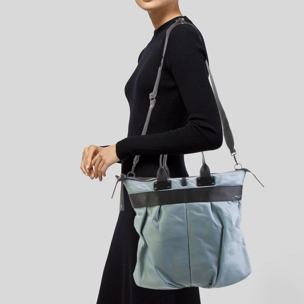 Rag & Bone Arona Pilot Nylon Tote Bag Purse Light Blue Black